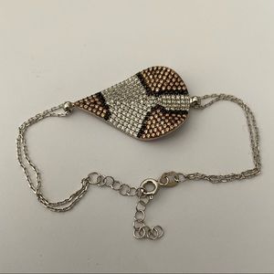 🐆925 Silver leopard bracelet champagne cz stones